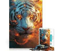 Jigsaw for Adults1000 Pieces Burning White Tiger Precise Cut Art Cognitive Game Toy Relax Play Time Christmas Wall Art (50x75cm)