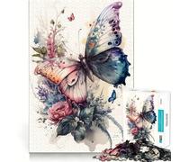 Jigsaw for Adults1000 Pieces Butterfly Watercolor Smooth Joint Fun Mental Focus Game Casual Game Time Birthday Fun Gift (50x75cm)