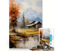 Jigsaw for Adults1000 Pieces Cabin by The River Precise Cut Art Cognitive Game Toy Relax Play Time Christmas Wall Art (38x26cm)