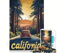 Jigsaw for Adults1000 Pieces California Road Trip Poster Precise Cut Art Cognitive Game Toy Relax Play Time Christmas Wall Art (38x52cm)