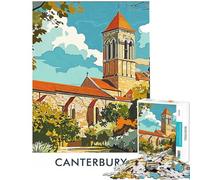 Jigsaw for Adults1000 Pieces Canterbury Cathedral Illustration Jigsaws for Adults Anti-Stress Toys Difficult Hard Birthday Present, Gifts, (size 38x52cm)