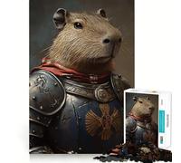 Jigsaw for Adults1000 Pieces Capybara Knight Fantasy Armor Animal Precise Cut Art Cognitive Game Toy Relax Play Time Christmas Wall Art (38x26cm)