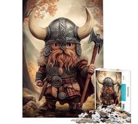 Jigsaw for Adults1000 Pieces Cartoon Viking Warrior with Axe Difficult And Challenge Analysis And Logic Toy Wall Decor Suitable for Ages 14 And Up (38X52CM)