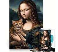 Jigsaw for Adults1000 Pieces Cat Mona Lisa Smooth Joint Fun Mental Focus Game Casual Game Time Birthday Fun Gift (38x52cm)
