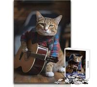 Jigsaw for Adults1000 Pieces Cat Plays Guitar Toy Intellectual Game Home Art Decor Gift For Birthdays Size 50x75cm