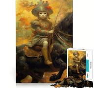 Jigsaw for Adults1000 Pieces Cat Rides A Stallion Fine Edge Craft Focus Fun Game Relax Game Play Birthday Fun Gift (50x75cm)
