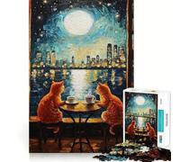 Jigsaw for Adults1000 Pieces Cats Coffee Date Fine Edge Craft Focus Fun Game Relax Game Play Birthday Fun Gift (38x26cm)
