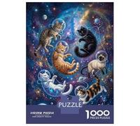 Jigsaw for Adults1000 Pieces Cats in Space Adventure Jigsaw for Adults Relaxing Games But Fun And Humorous Challenging To Complete 52x38cm/1000pcs