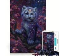 Jigsaw for Adults1000 Pieces Celestial Snow Leopard Cub in Bloom Fine Edge Craft Focus Fun Game Relax Game Play Birthday Fun Gift (50x75cm)