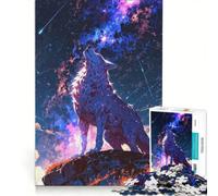 Jigsaw for Adults1000 Pieces Celestial Wolf Howling Beneath The Stars, Brain Teaser Game, Fun at Home Activities, Wishlist with Santa Claus 50x75cm