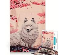 Jigsaw for Adults1000 Pieces Cherry Blossom Wolf Animal Fine Edge Craft Focus Fun Game Relax Game Play Birthday Fun Gift (38x52cm)