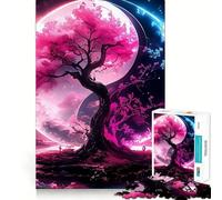 Jigsaw for Adults1000 Pieces Cherry Blossom Yin Yang Fine Edge Craft Focus Fun Game Relax Game Play Birthday Fun Gift (38x26cm)
