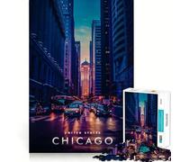 Jigsaw for Adults1000 Pieces Chicago Illinois Fine Edge Craft Focus Fun Game Relax Game Play Birthday Fun Gift (38x52cm)
