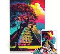 Jigsaw for Adults1000 Pieces Chichen Itza, Fun Games, Stress Reliever, with Fully Interlocking Randomly Shaped Pieces 50x75cm