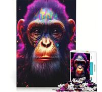 Jigsaw for Adults1000 Pieces Chimpanzee in Borderlands, Fun Games, Stress Reliever, with Fully Interlocking Randomly Shaped Pieces 38x26cm