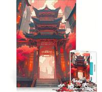 Jigsaw for Adults1000 Pieces Chinese Street Building, Fun Games, Stress Reliever, with Fully Interlocking Randomly Shaped Pieces 38x52cm