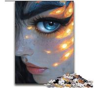 Jigsaw for Adults1000 Pieces Close-up of Woman's Face with Glowing Design Beautiful Design Game Learning Educational Birthday Gift (size 38x52cm)