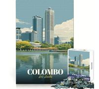 Jigsaw for Adults1000 Pieces Colombo, Sri Lanka Cityscape Illustration Fine Cut Art Creative Brain Game Quiet Time Game Christmas Leisure Art (38x52cm)