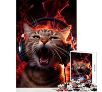 Jigsaw for Adults1000 Pieces Cool Cat Listen to Music Puzzles for Teenagers Difficult Hard Challenging To Complete Toy Intellectual Game (38x52cm)