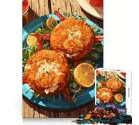 Jigsaw for Adults1000 Pieces Crab Cakes with Lemon on Blue Plate Fine Cut Art Creative Brain Game Quiet Time Game Christmas Leisure Art (38x52cm)