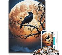 Jigsaw for Adults1000 Pieces Crow Gazes at The Moon Tough Challenge Family Game for And from 14 Years And over (size 38x26cm)