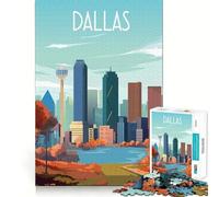 Jigsaw for Adults1000 Pieces Dallas Texas Premium Cut Play Mental Skill Game Idle Fun Time Christmas Wall Art (38x52cm)