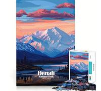Jigsaw for Adults1000 Pieces Denali National Park Alaska Landscape Premium Cut Play Mental Skill Game Idle Fun Time Christmas Wall Art (38x26cm)