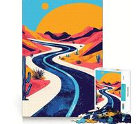 Jigsaw for Adults1000 Pieces Desert Highway Road Abstract Minimalist Art Premium Cut Play Mental Skill Game Idle Fun Time Christmas Wall Art (38x52cm)