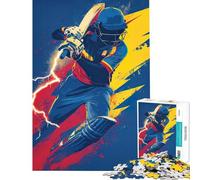 Jigsaw for Adults1000 Pieces Dynamic Cricket Player Illustration Help The Brain Exercise Family Activities Educational Game for Age 14+ Game (38x26cm)