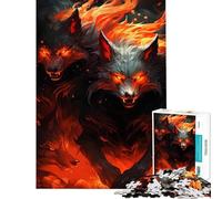 Jigsaw for Adults1000 Pieces Fiery Wolves Pack Digital Art Help The Brain Exercise Family Activities Educational Game for Age 14+ Game (38x26cm)