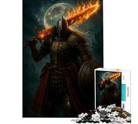 Jigsaw for Adults1000 Pieces Flaming Sword Knight Under Moonlight Educational Game Toy Intellectual Game Great Gifts for Games Difficult Challenge (Size 38x26cm)
