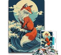 Jigsaw for Adults1000 Pieces Fox on The Waves Brainteaser Family Games Birthday Present Art Work Gift (50x75cm)
