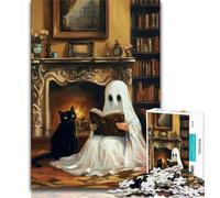Jigsaw for Adults1000 Pieces Ghostly Reading by The Fireplace Beautiful Design Game Learning Educational Birthday Gift (size 50x75cm)