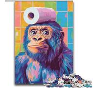 Jigsaw for Adults1000 Pieces Gorilla with Toilet Paper on Head Beautiful Design Game Learning Educational Birthday Gift (size 38x52cm)