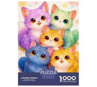 Jigsaw for Adults1000 Pieces Group of Cute Colorful Kittens Jigsaw Puzzle Brain Teaser Game Difficult Hard Gifts for Friends And Family 70x50cm/1000pcs