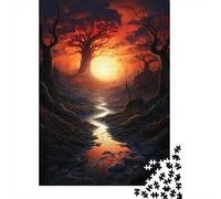 Jigsaw for Adults1000 Pieces Haunting Sunset in The Forest Jigsaw for Adults Relaxing Games But Fun And Humorous Challenging To Complete 38x26cm/1000pcs