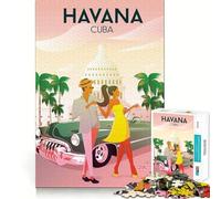 Jigsaw for Adults1000 Pieces Havana Cuba Travel Poster Premium Cut Play Mental Skill Game Idle Fun Time Christmas Wall Art (50x75cm)