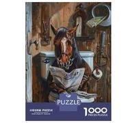 Jigsaw for Adults1000 Pieces Horse Reading Newspaper in Barn Teenager Puzzles Toy Wall Decor Wall Decoration Gifts for Friends And Family 52x38cm/1000pcs