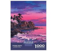 Jigsaw for Adults1000 Pieces Japanese Coastal Village at Sunset Jigsaw Puzzle Brain Teaser Game Difficult Hard Gifts for Friends And Family 52x38cm/1000pcs