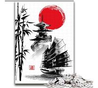 Jigsaw for Adults1000 Pieces Japanese Sailing Boat Beautiful Design Game Learning Educational Birthday Gift (size 38x52cm)