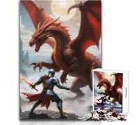 Jigsaw for Adults1000 Pieces Knight Vs The Dragon Toy Intellectual Game Home Art Decor Gift For Birthdays Size 50x75cm