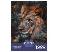 Jigsaw for Adults1000 Pieces Lion Portrait in Floral Setting Jigsaw for Adults Relaxing Games But Fun And Humorous Challenging To Complete 52x38cm/1000pcs