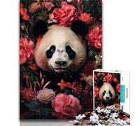 Jigsaw for Adults1000 Pieces Panda in The Jungle Pink Beautiful Design Game Learning Educational Birthday Gift (size 38x26cm)