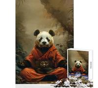 Jigsaw for Adults1000 Pieces Panda Monk Mystic Meditate Jigsaw Puzzles for Adults Pattern Assembly Difficult And Challenge Challenging Family Fun Game (50x75cm)