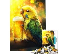 Jigsaw for Adults1000 Pieces Parrot Cheers With Beer Brain Intelligence Challenge Addictive Toys Practical Game Presents for Women Great Gifts (Size 38x26cm)