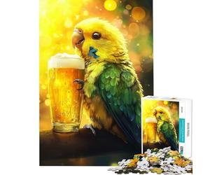 Jigsaw for Adults1000 Pieces Parrot Cheers With Beer Brain Intelligence Challenge Addictive Toys Practical Game Presents for Women Great Gifts (Size 38x26cm)