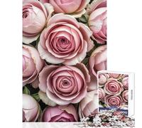 Jigsaw for Adults1000 Pieces Pink Roses Close-Up Jigsaw Puzzles for Adults Pattern Assembly Difficult And Challenge Challenging Family Fun Game (50x75cm)