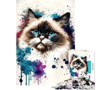Jigsaw for Adults1000 Pieces Ragdoll Cat Watercolor Difficult And Challenge Analysis And Logic Toy Wall Decor Suitable for Ages 14 And Up (38X52CM)