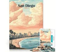 Jigsaw for Adults1000 Pieces San Diego Skyline Sunset Premium Cut Play Mental Skill Game Idle Fun Time Christmas Wall Art (38x26cm)