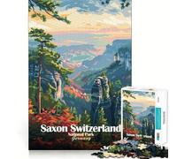 Jigsaw for Adults1000 Pieces Saxon Switzerland National Park Poster Precise Cut Art Cognitive Game Toy Relax Play Time Christmas Wall Art (38x52cm)